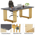 70.9" Contemporary White Executive Desk with Gold Metal Frame