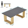 70.9" Contemporary White Executive Desk with Gold Metal Frame
