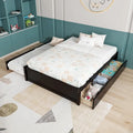 Full Bed Frame with Twin Trundle and Dual Storage Drawers