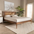 Jamila Contemporary Synthetic Rattan Platform Bed in Walnut Brown