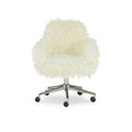 Amber Off-White Faux Fur Executive Chair