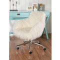 Amber Off-White Faux Fur Executive Chair