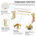Contemporary 55-Inch Gold and White Computer Desk - Versatile Dining, Vanity, and Conference Table with Elegant Gold Legs
