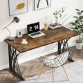 Contemporary 55-Inch Gold and White Computer Desk - Versatile Dining, Vanity, and Conference Table with Elegant Gold Legs