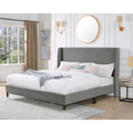 Roundhill Furniture Rozitta Upholstered Wingback Bed with Platform Design