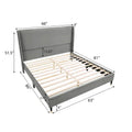 Roundhill Furniture Rozitta Upholstered Wingback Bed with Platform Design