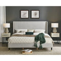 Roundhill Furniture Rozitta Upholstered Wingback Bed with Platform Design