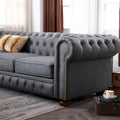 Brown Faux Leather Classic Chesterfield Sofa