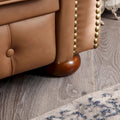 Brown Faux Leather Classic Chesterfield Sofa