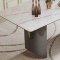 0.47-Inch Thick Sintered Stone Composite Dining Table with Tempered Glass Top and Stainless Steel Base