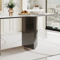 0.47-Inch Thick Sintered Stone Composite Dining Table with Tempered Glass Top and Stainless Steel Base