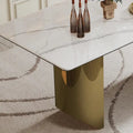 0.47-Inch Thick Sintered Stone Composite Dining Table with Tempered Glass Top and Stainless Steel Base