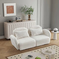 White Teddy Fabric Lazy Loveseat for Living Room