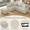 82.6" L-Shaped Sectional Sleeper Sofa Bed with Dual USB Ports, Power Outlets, and Removable Storage Ottoman - Bei