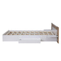 Natural Queen Size Platform Bed with Headboard, Storage Drawers, Shelves, USB Ports, and Outlets