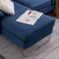 110" L-Shaped Modular Sofa with Chaise and Iron Legs - Seats 4, Upholstered Fabric