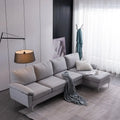 110" L-Shaped Modular Sofa with Chaise and Iron Legs - Seats 4, Upholstered Fabric