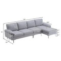 110" L-Shaped Modular Sofa with Chaise and Iron Legs - Seats 4, Upholstered Fabric