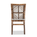 Laluna Contemporary Bohemian Rattan and Mahogany Dining Chair with Cushion