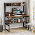 Home Office Computer Desk with Hutch and Shelving for Study