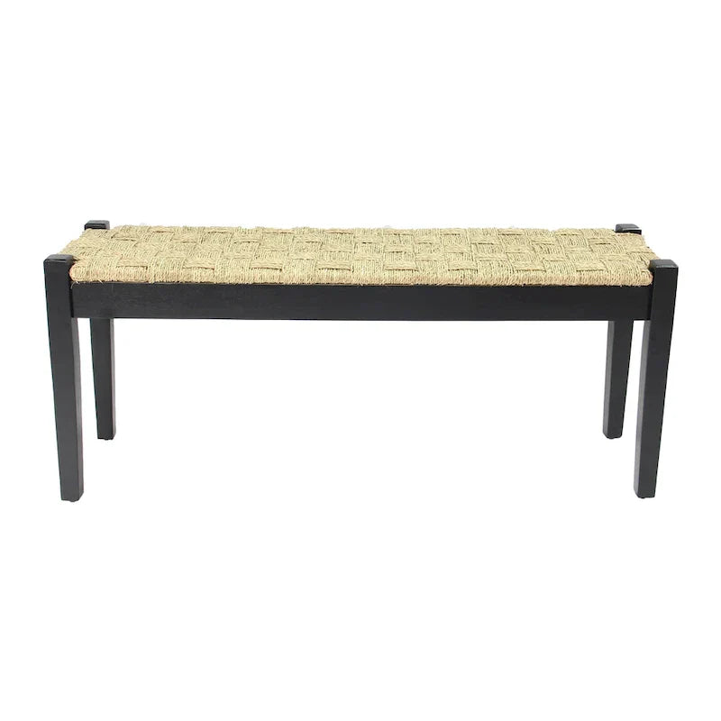 M4H Shambles Solid Wood Indoor Bench with Natural Seagrass
