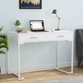 Modern Computer Desk with 2 Drawers - Stylish Study Writing Table with Storage for Home Office