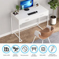 Modern Computer Desk with 2 Drawers - Stylish Study Writing Table with Storage for Home Office