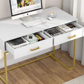 Modern Computer Desk with 2 Drawers - Stylish Study Writing Table with Storage for Home Office