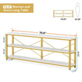 Extended Console Sofa Table with Metal Frame for Entryway - 3-Tier TV Stand