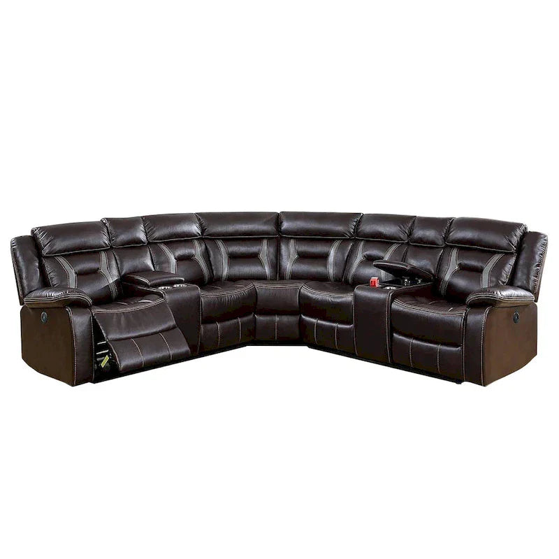 Power Motion Sectional in Gel Leatherette with USB Charging Port