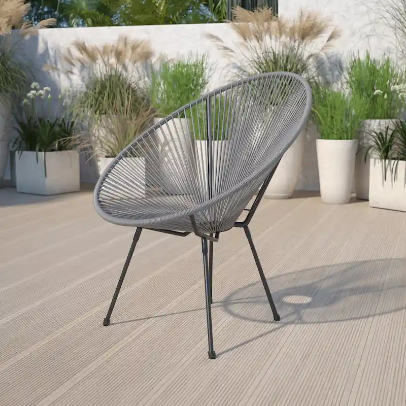 Rattan and Bungee Papasan Lounge Chair