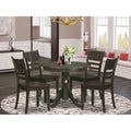 East West Furniture 5-Piece Round Dining Set - Cappuccino Kitchen Table with 4 Chairs (Seat Options Available)