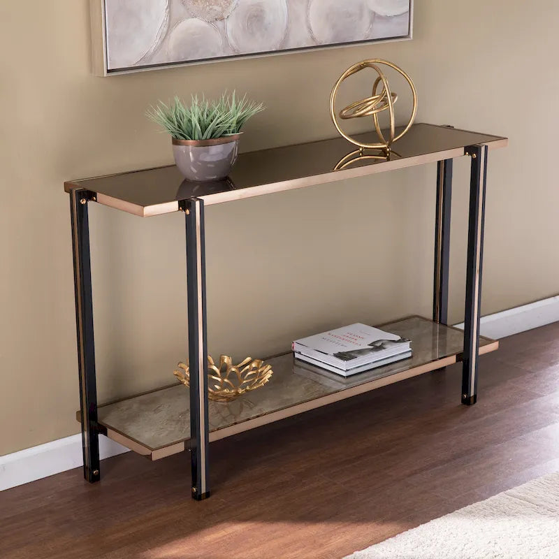 Thornberry Transitional Champagne Metal Console Table by SEI Furniture