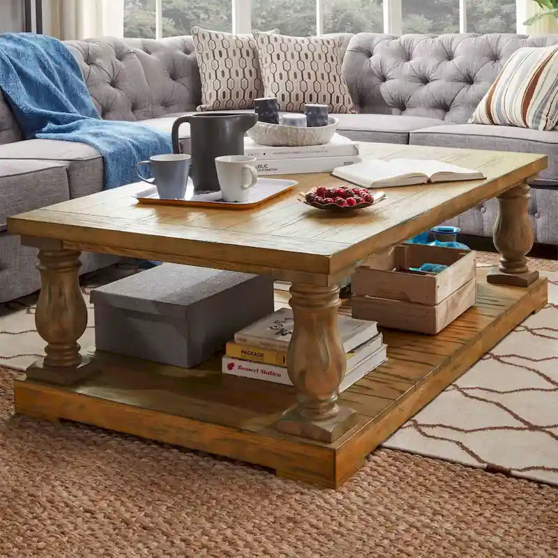 iNSPIRE Q Artisan Edmaire 55-Inch Light Natural Baluster Coffee Table