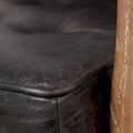Phineas Black Genuine Leather Accent Chair with Brown Solid Wood Frame