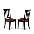 East West Furniture 7-Piece Round Dining Set - Black & Cherry Kitchen Table with 6 Chairs (Seat Options Available)