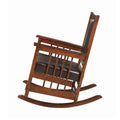 Mission Style Rocking Chair with Leather Upholstered Seat and Back in Tobacco and Dark Brown