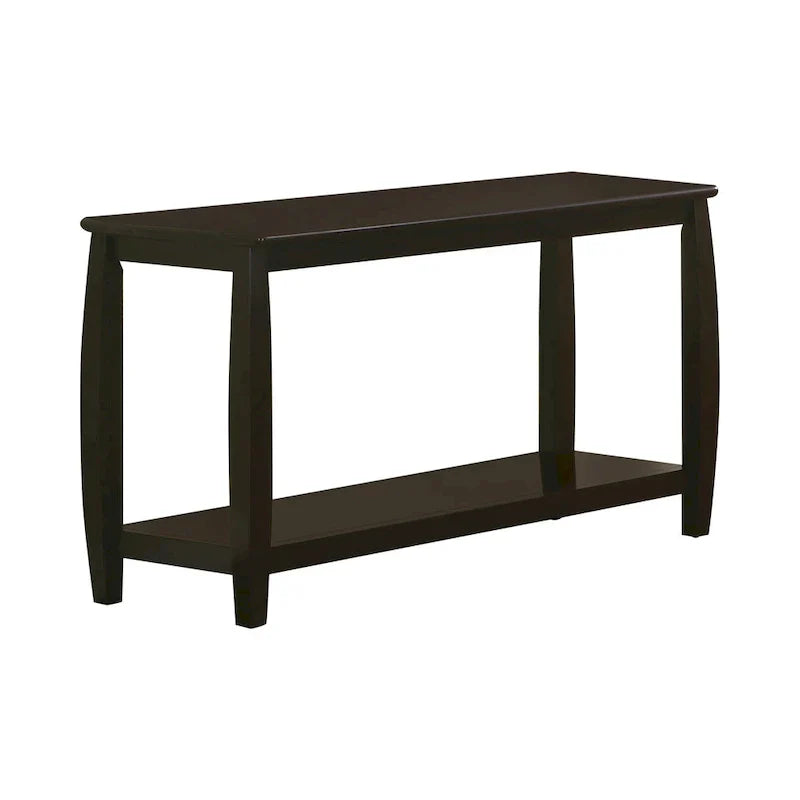 Modern Solid Wood Sofa Table with Subtle Curved Design in Dark Brown