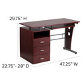 3-Drawer Pedestal Computer Desk with Keyboard Tray