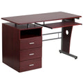 3-Drawer Pedestal Computer Desk with Keyboard Tray