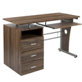 3-Drawer Pedestal Computer Desk with Keyboard Tray