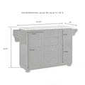 Crosley Eleanor Kitchen Island with Natural Wood Top - Dimensions: 18"D x 51.5"W x 35.25"H