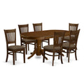 East West Furniture 7-Piece Oval Dining Set - Espresso Wooden Table with 6 Matching Chairs (Customizable Seat Options)