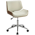 Modern Curved Wood Upholstered Swivel Office Chair with Adjustable Height