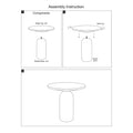 Modern 17-Inch Round Brass Accent End Table with Cylindrical Marble Base in Brass and White