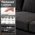 HOOOWOOO Reversible Corduroy Chaise Sofa with Wide Armrests and Ottoman for Living Room