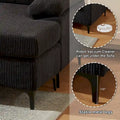 HOOOWOOO Reversible Corduroy Chaise Sofa with Wide Armrests and Ottoman for Living Room