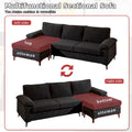 HOOOWOOO Reversible Corduroy Chaise Sofa with Wide Armrests and Ottoman for Living Room