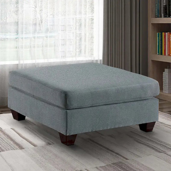 32-Inch Contemporary Square Ottoman with Soft Foam Cushioning in Gray Linen