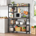 43-Inch Kitchen Bakers Rack with Microwave Stand - 5-Tier Utility Storage Shelf and 10 Hooks for Kitchen and Living Room